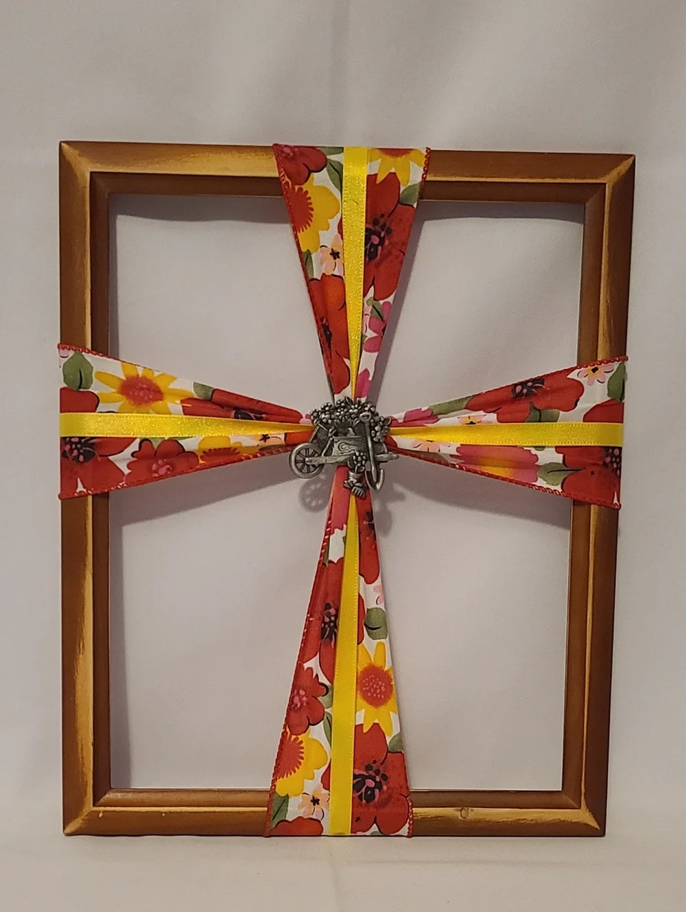 Frame Cross Art Floral Garden Theme Handmade